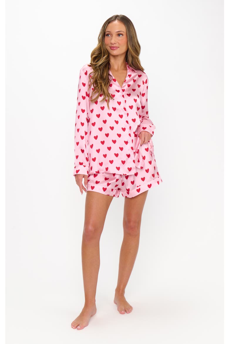 Early Riser PJ Set, Alternate, color, Pink Queen Of Hearts Silky