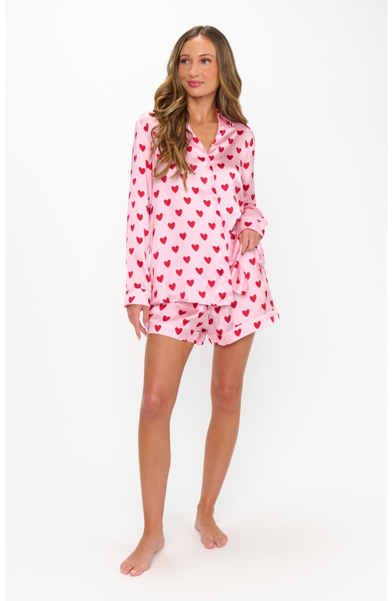 Show Me Your Mumu Early Riser PJ Set, Alternate, color, Pink Queen Of Hearts Silky