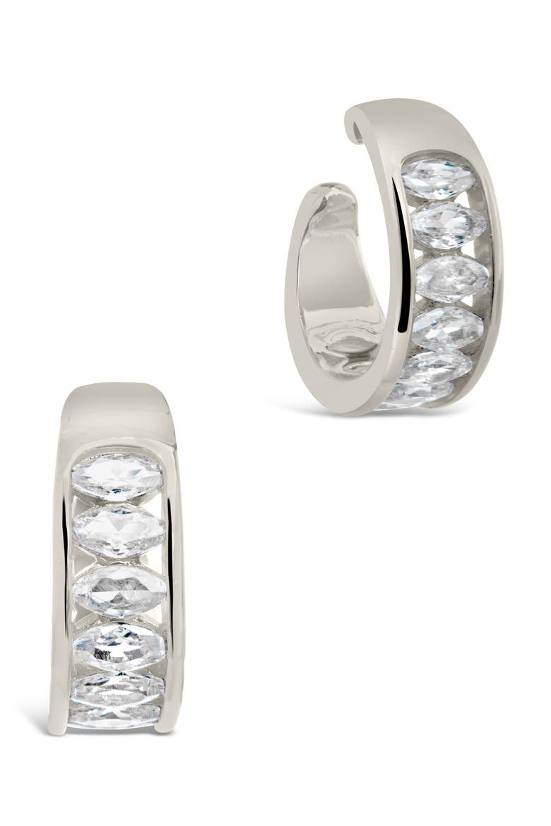 Set of 2 Mira Cubic Zirconia Ear Cuffs, Main, color, SILVER