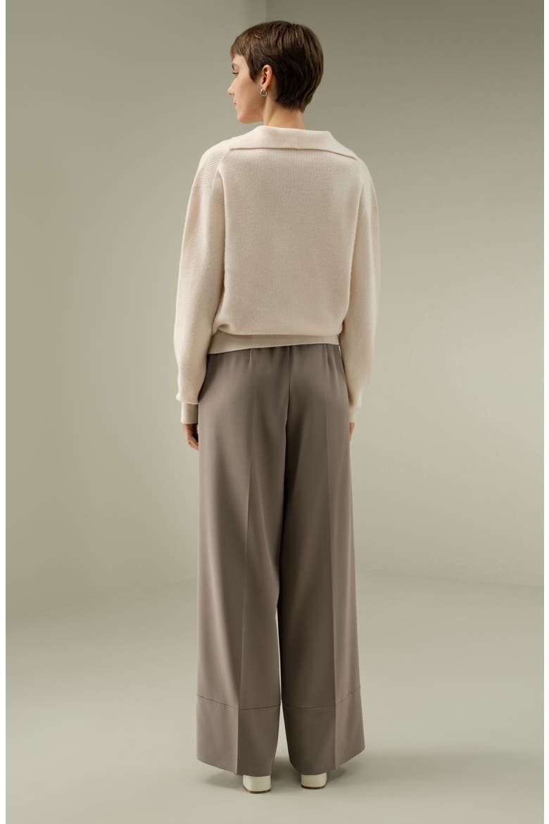 Women's Ribbed Cashmere Polo Sweater, Alternate, color, Light Taupe