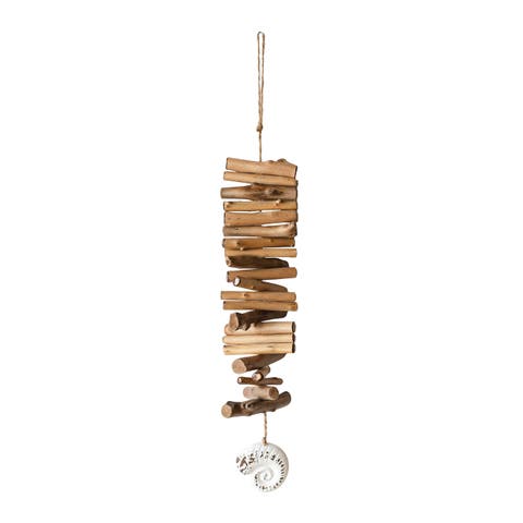 Seashell Driftwood Hanging Accent Natural Wood Metal & Rope