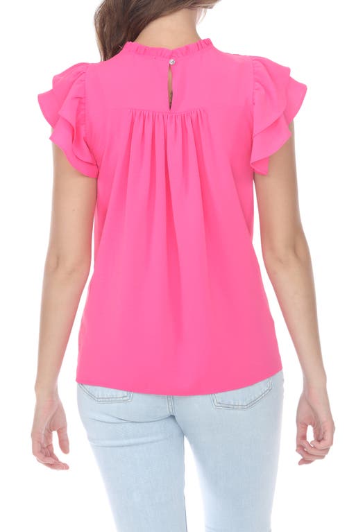 Shop Rain And Rose Ruffle Pleated Shirt In Fuchsia