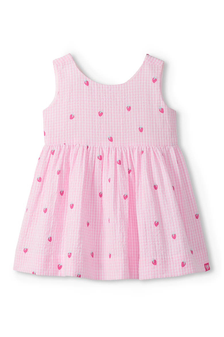 Kids' Teeny Berries Gingham Cotton Seersucker Dress, Main, color, PINK