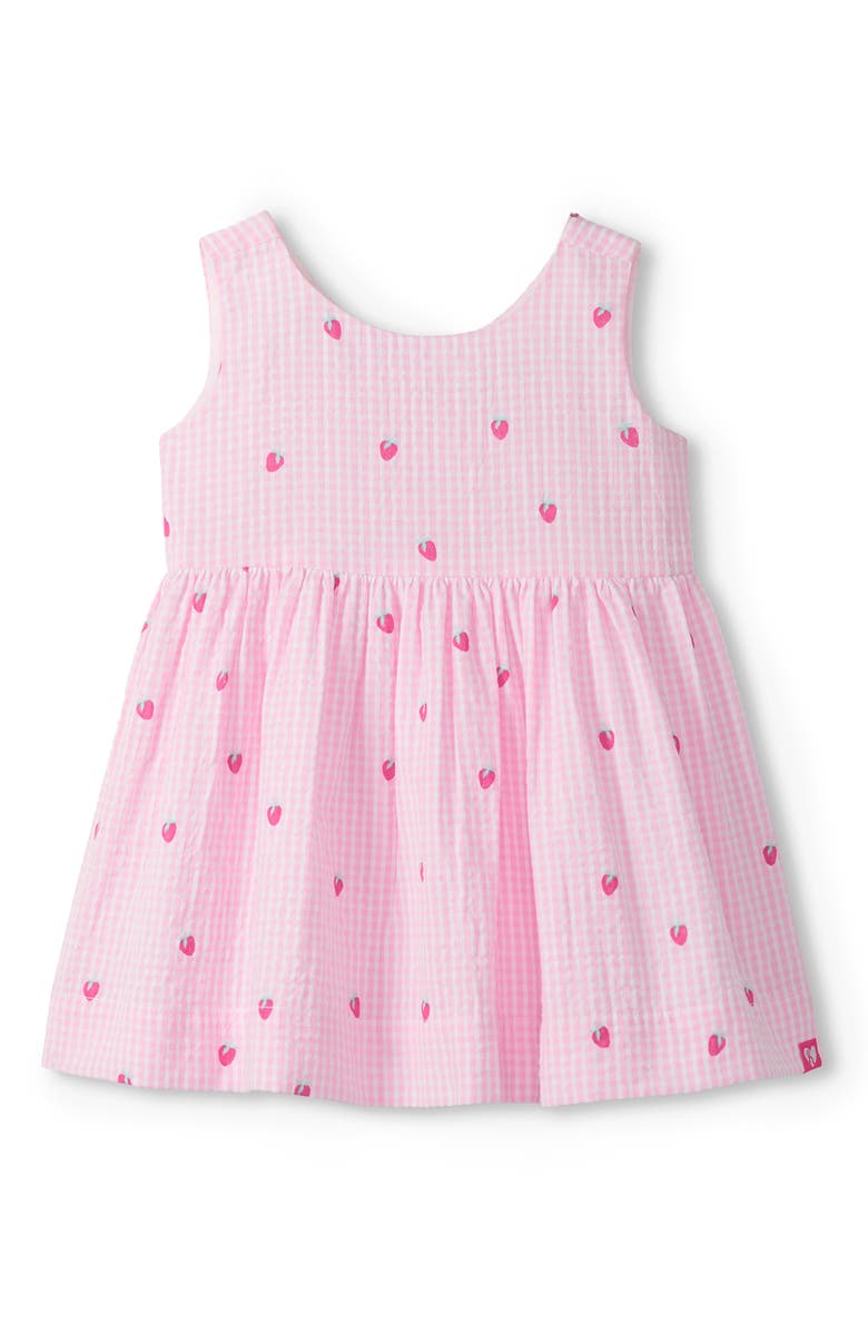 Hatley Kids' Teeny Berries Gingham Cotton Seersucker Dress, Main, color, Pink