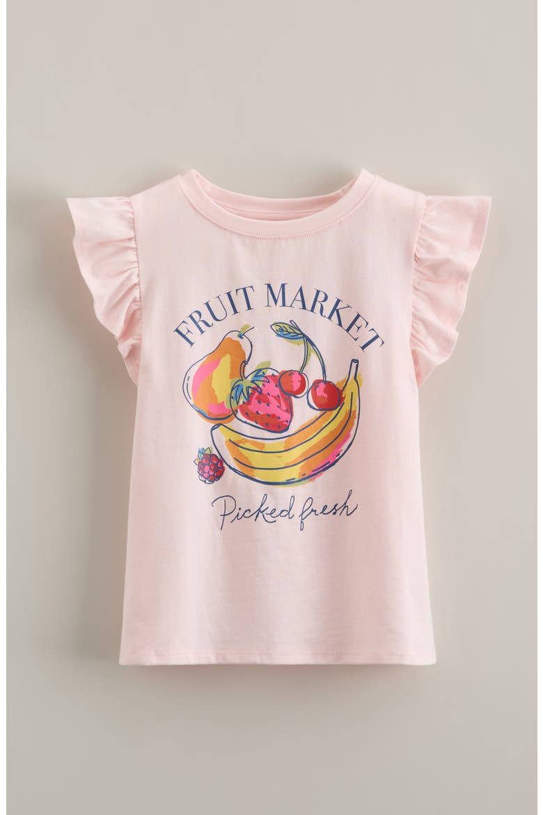 Kids' Flutter Sleeve Cotton Graphic T-Shirt, Main, color, PINK BALM FRUIT MARKET