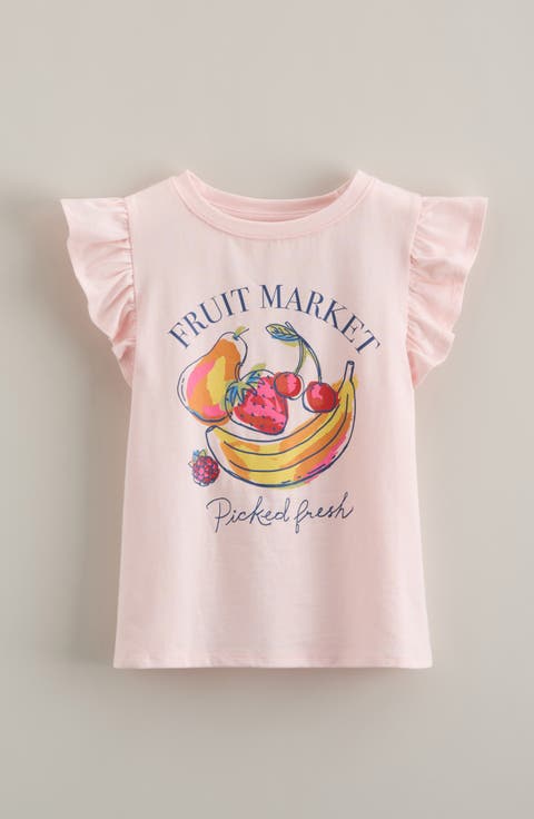 Kids' Flutter Sleeve Cotton Graphic T-Shirt (Toddler, Little Kid & Big Kid)