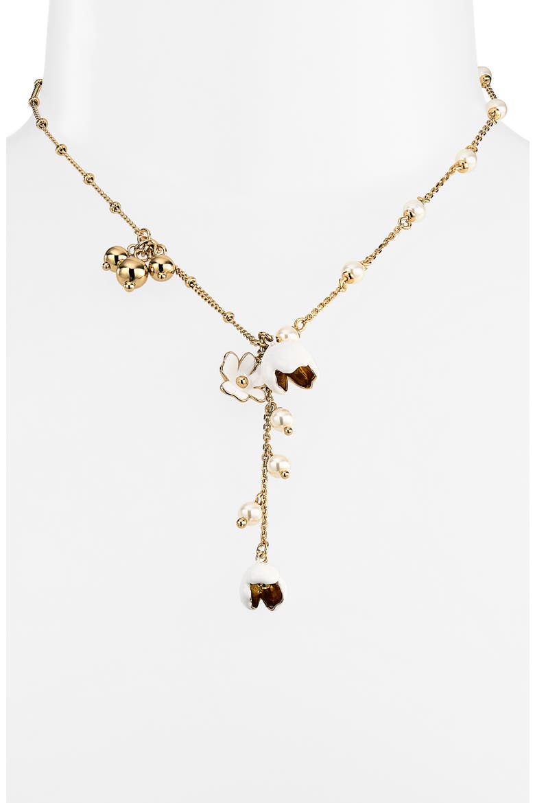 golden bloom y-necklace, Alternate, color, WHITE