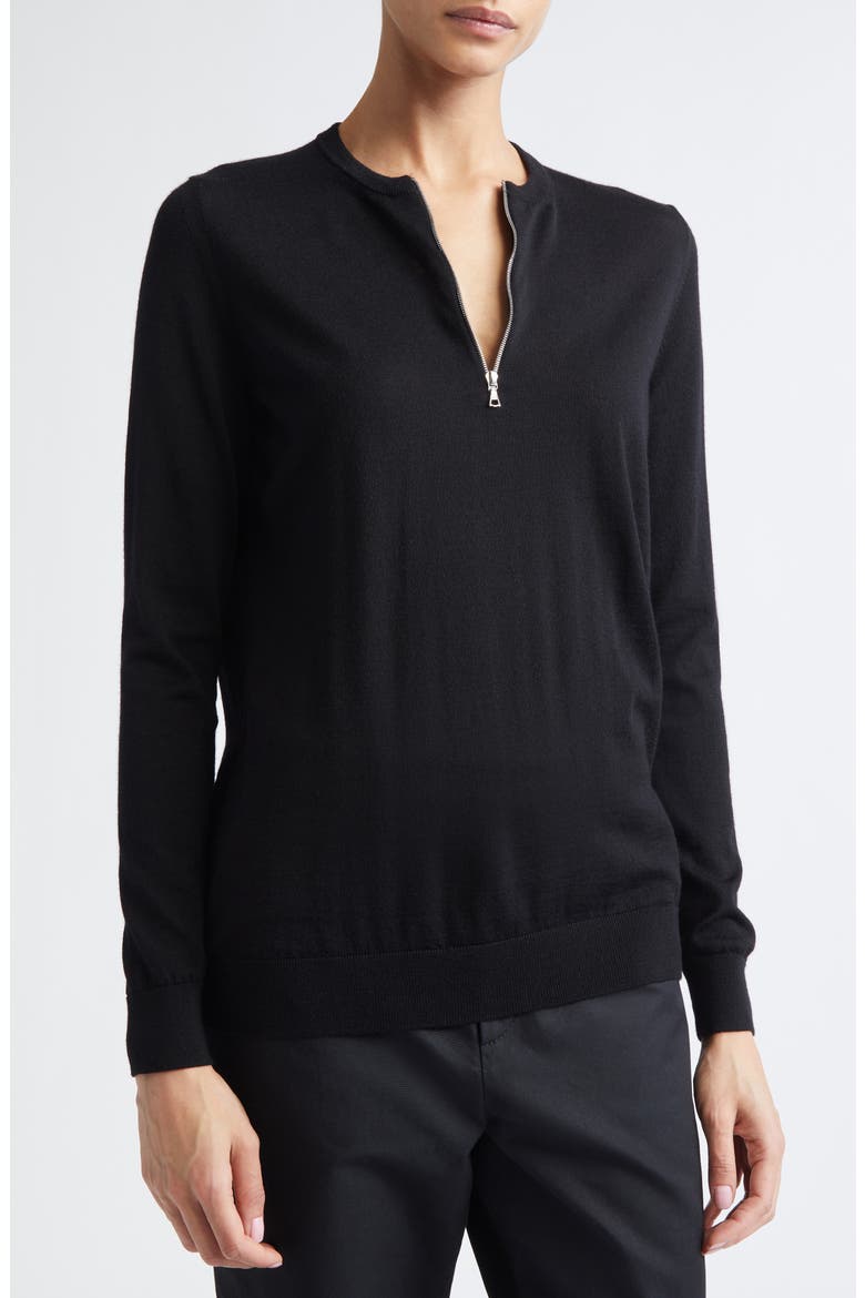 Mallory Half Zip Sweater, Alternate, color, BLACK