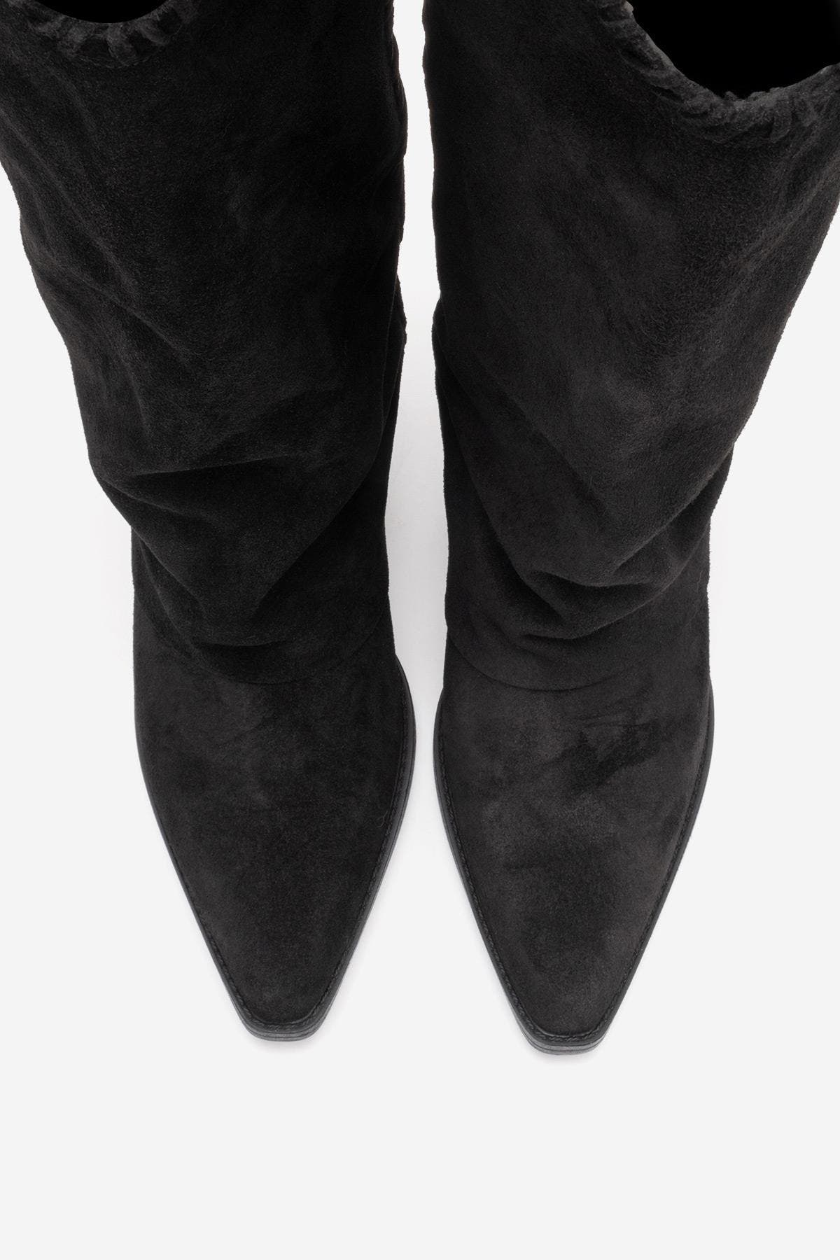 Forever & Always Shoes Clementina Leather Western Boot, Alternate, color, Black Suede Leather