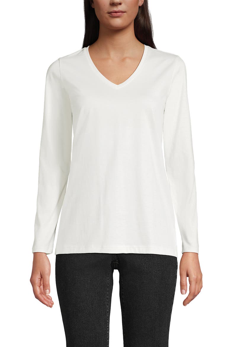 Relaxed Supima Cotton Long Sleeve V-Neck T-Shirt, Main, color, Ivory