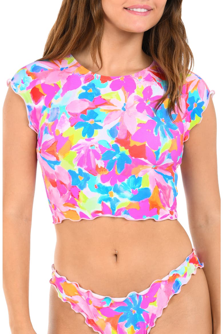 Merrow Crop Cover-Up Top, Main, color, PINK MULTI