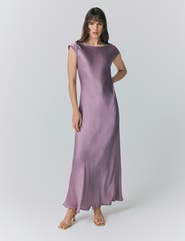 Ghost London Averie Boat Neck Satin Maxi Dress