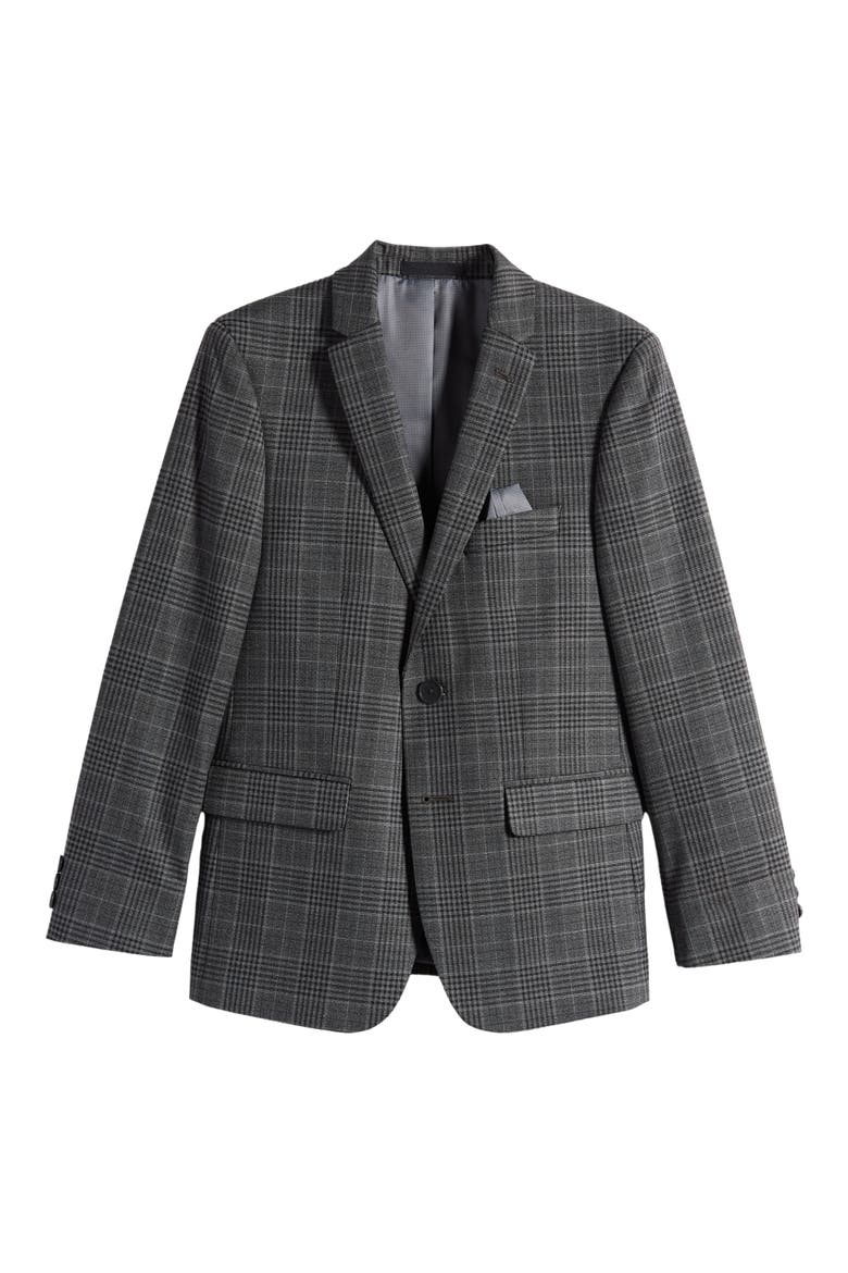 Kids' Plaid Sport Coat, Main, color, MEDIUM GREY