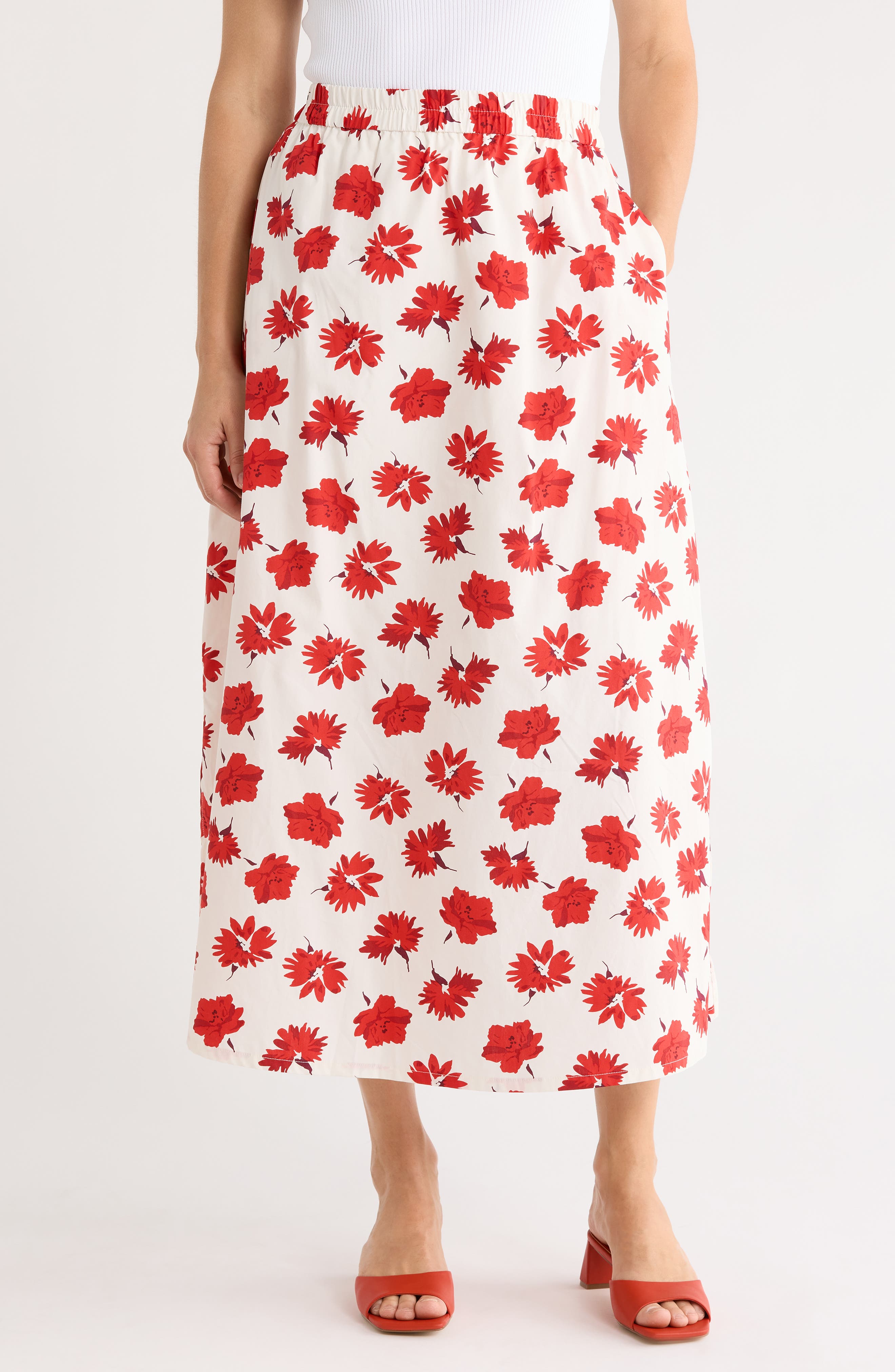 ELIE ELIE TAHARI Printed Cotton Midi Skirt