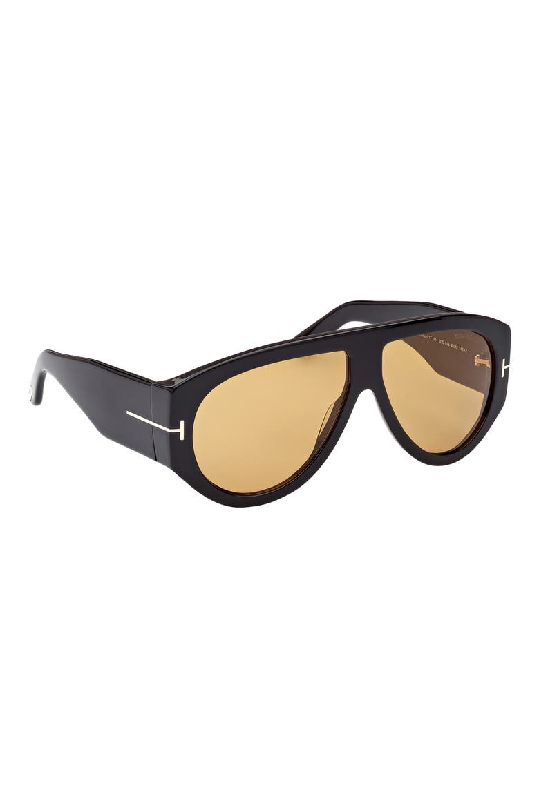 Bronson 60mm Aviator Sunglasses, Alternate, color, SHINY BLACK / YELLOW LENSES