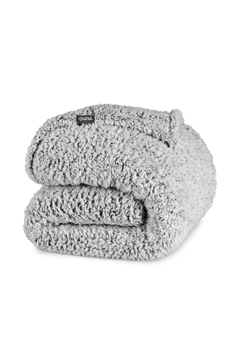 Bare Home Tipped Faux Shearling Blanket, Main, color, Grey
