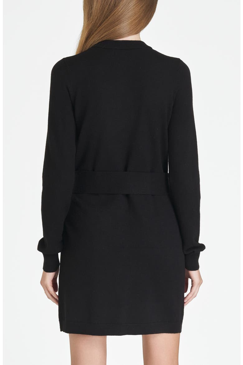Becca Belted Long Sleeve Sweater Minidress, Alternate, color, BLACK