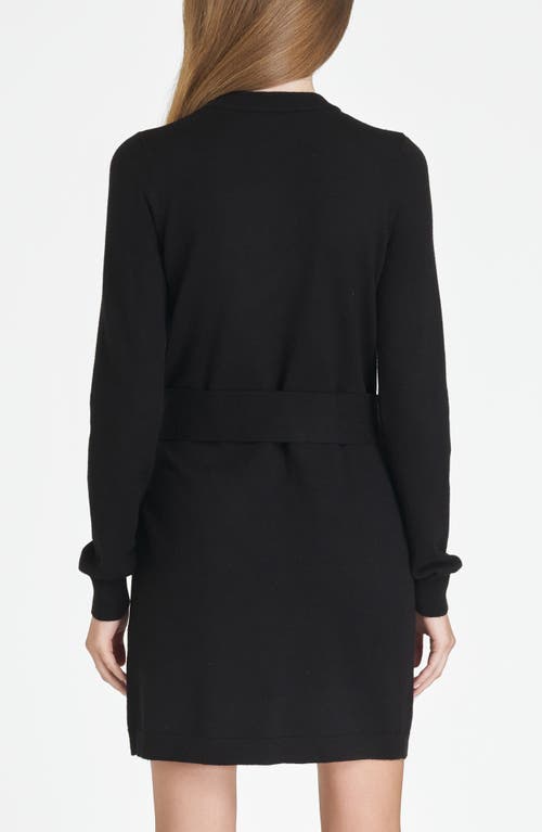 Wayf Becca Belted Long Sleeve Sweater Minidress In Black