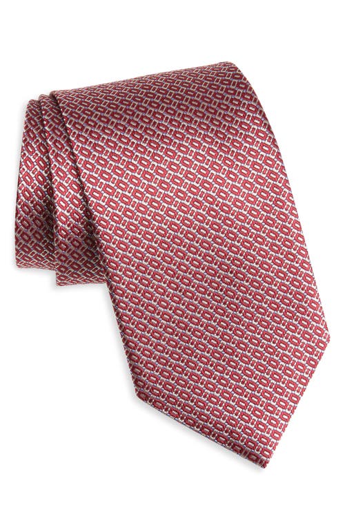David Donahue Neat Silk Tie In Brown