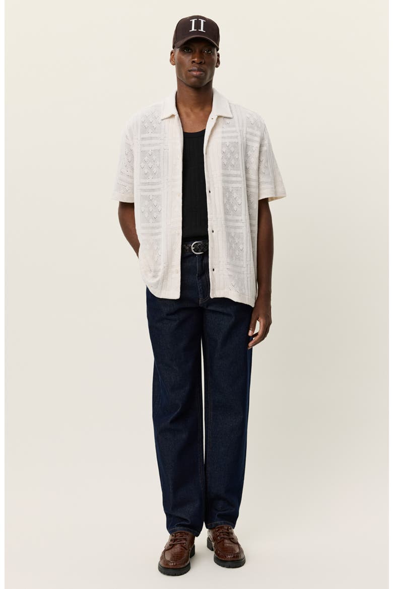 Hector Cotton Blend Pointelle Short Sleeve Shirt, Alternate, color, EGGNOG WHITE