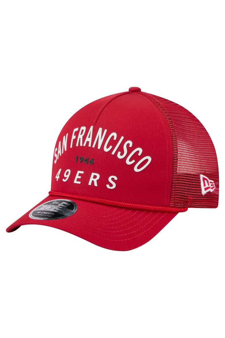 Men's New Era  Scarlet San Francisco 49ers Active Minimalist M-Crown A-Frame 9FORTY Adjustable Hat, Main, color, Scarlet