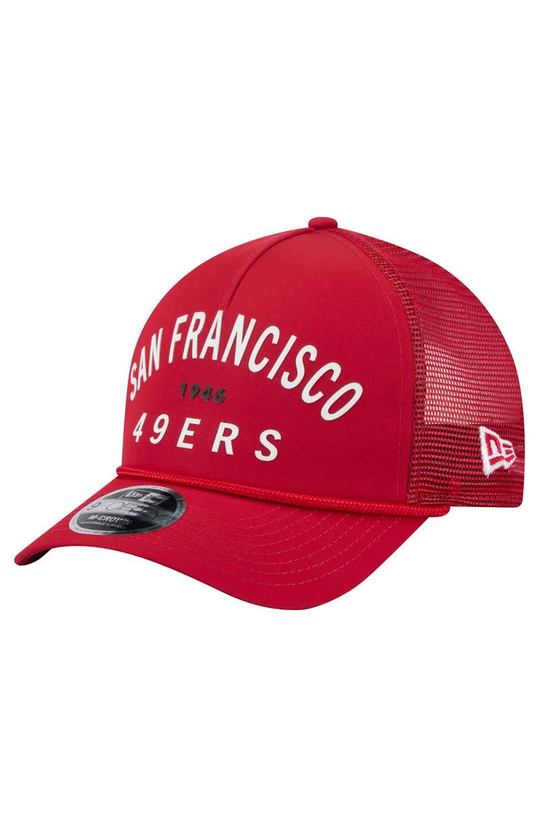 New Era Men's New Era  Scarlet San Francisco 49ers Active Minimalist M-Crown A-Frame 9FORTY Adjustable Hat, Main, color, Scarlet