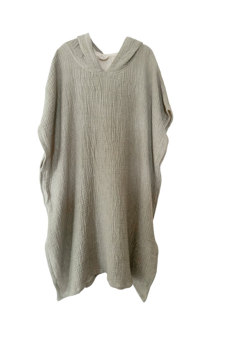 Crinkled Cotton Cuddle Hooded Poncho, Alternate, color, Terracotta