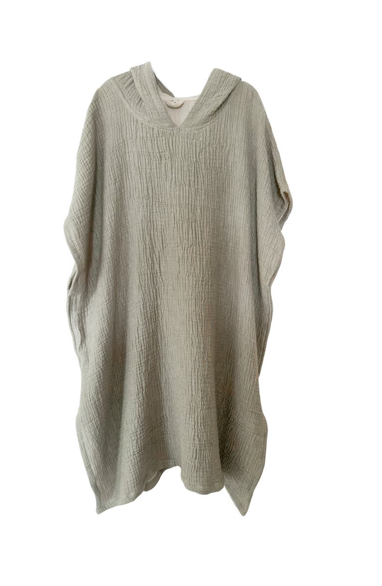 Anaya Crinkled Cotton Cuddle Hooded Poncho, Alternate, color, Charcoal Grey