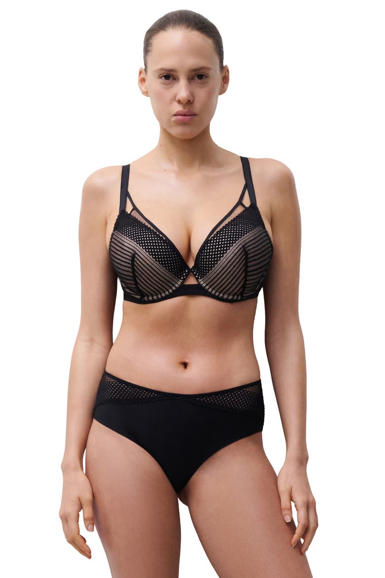 Plunge Contour Underwire Bra, Alternate, color, BLACK