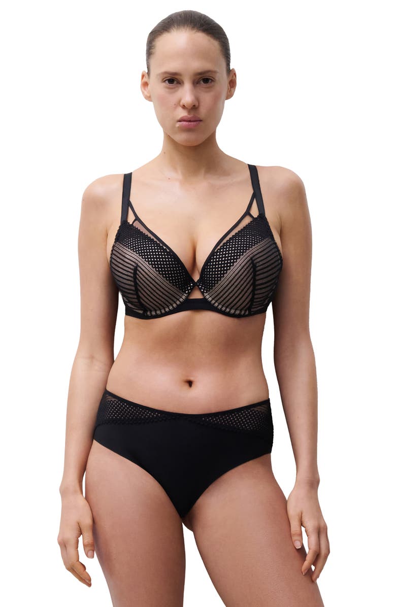 CHANTELLE PULP Plunge Contour Underwire Bra, Alternate, color, Black