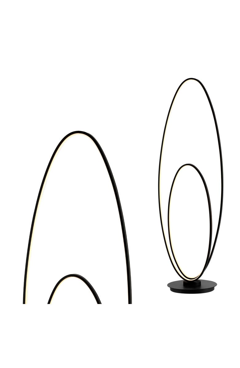 JONATHAN Y Looper Metal Modern Contemporary Oval Dimmable Integrated LED Floor Lamp, Alternate, color, Black
