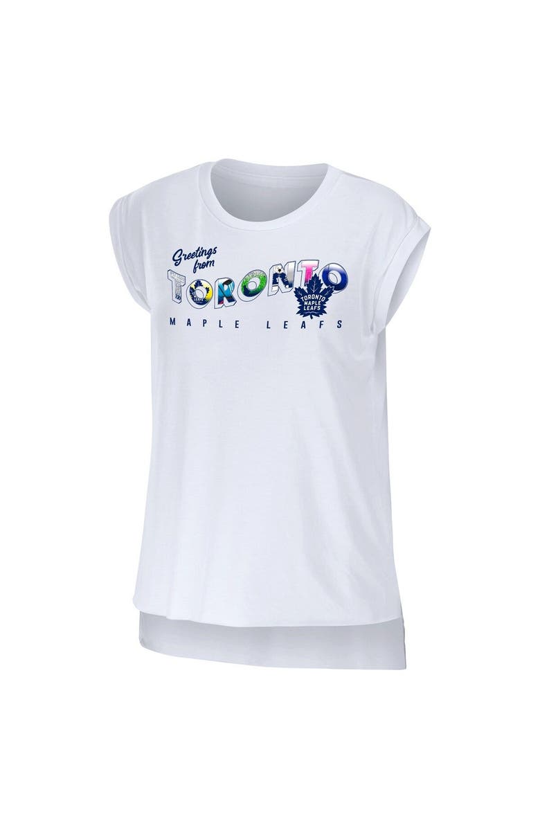 WEAR by Erin Andrews Women's WEAR by Erin Andrews White Toronto Maple Leafs Greetings From Muscle T-Shirt, Alternate, color, White