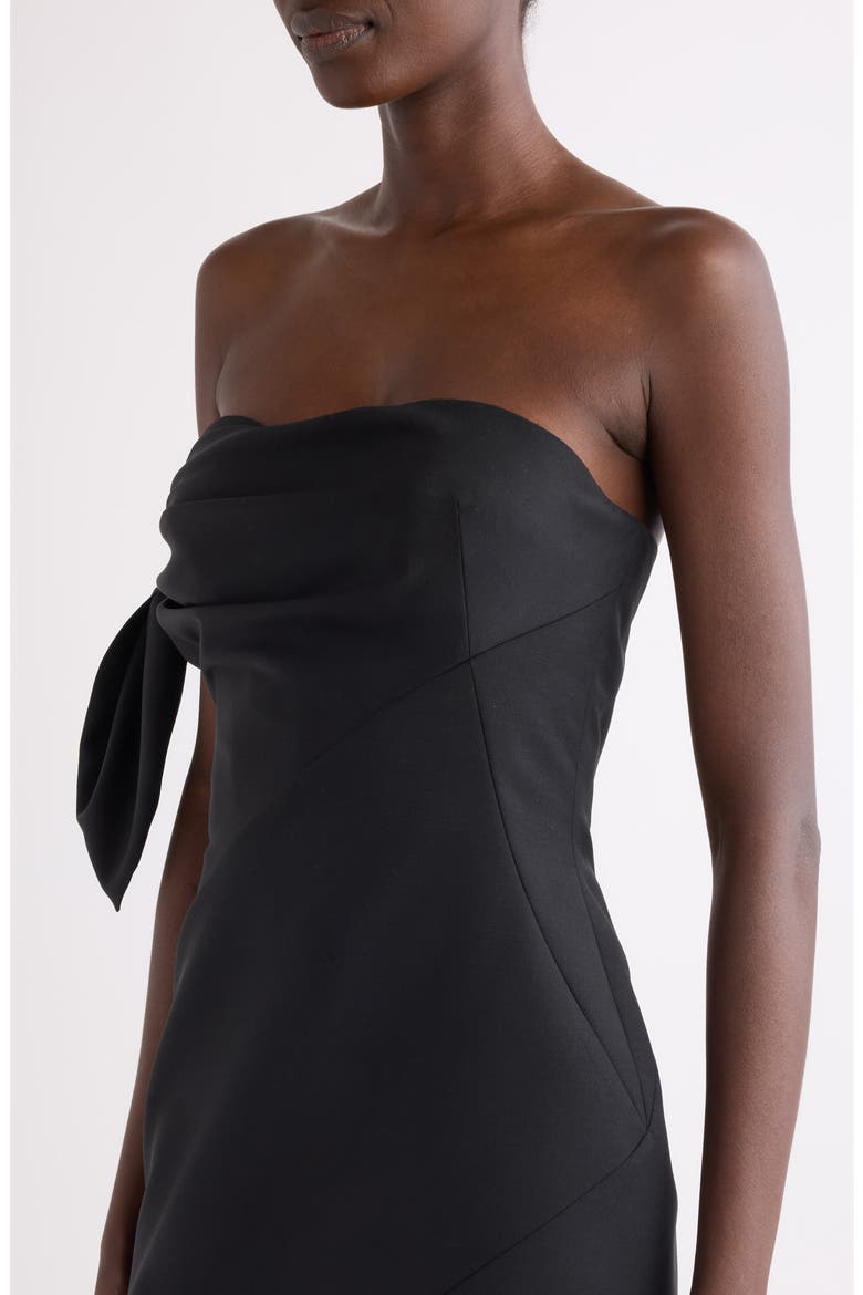 Bow Bustier Wool & Mohair Minidress, Alternate, color, BLACK