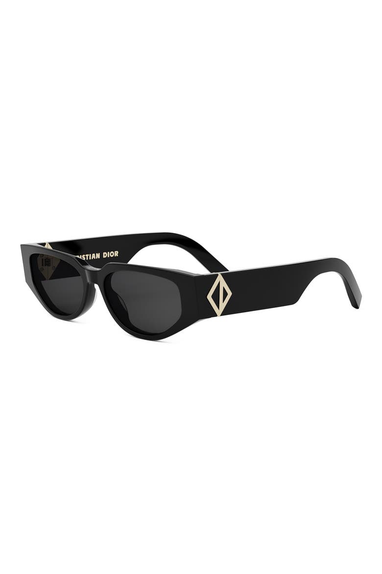 CD Diamond S7I 55mm Geometric Sunglasses, Alternate, color, SHINY BLACK / SMOKE