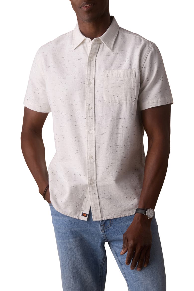 Freshwater Short Sleeve Button-Up Shirt, Main, color, WHITE NEPTUNE