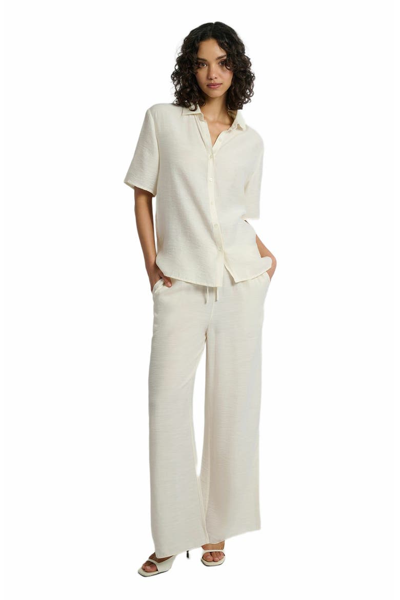 Crinkle Wide Leg Drawstring Pant, Main, color, EGRET