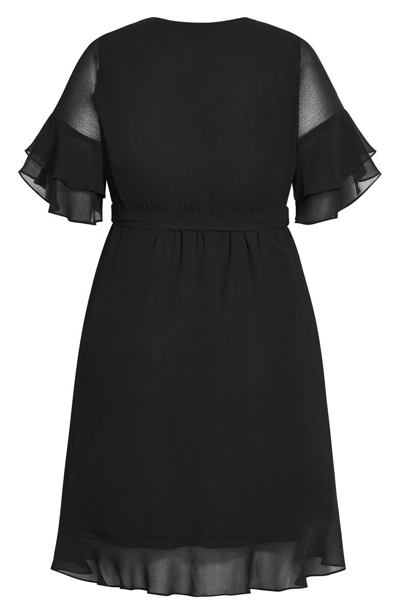 City Chic Flutter Frill Faux Wrap Dress, Alternate, color, 