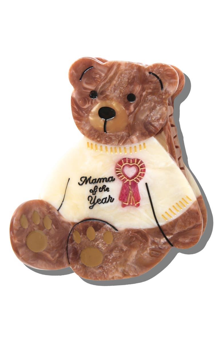 Solar Eclipse Mama Bear Hand Painted Claw Clip, Main, color, Cream