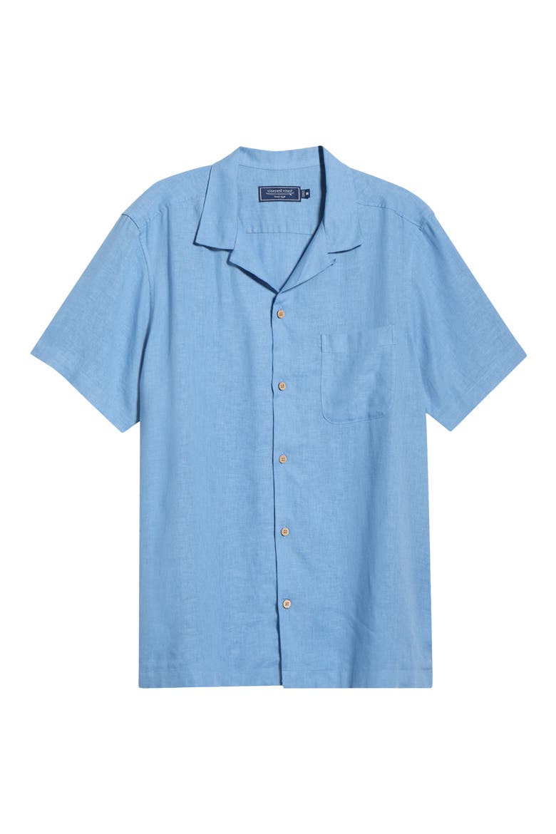 Castaway Slub Linen Blend Camp Shirt, Alternate, color, COASTLINE