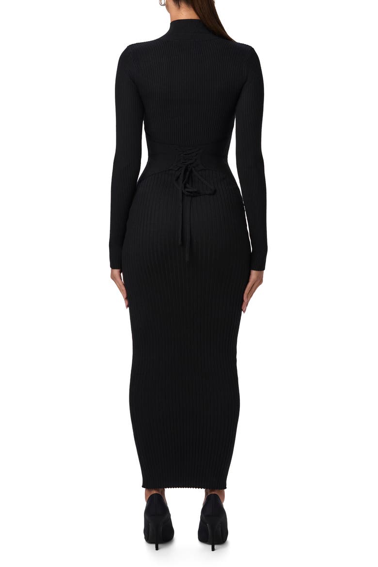 Back Corset Rib Long Sleeve Sweater Dress, Alternate, color, BLACK