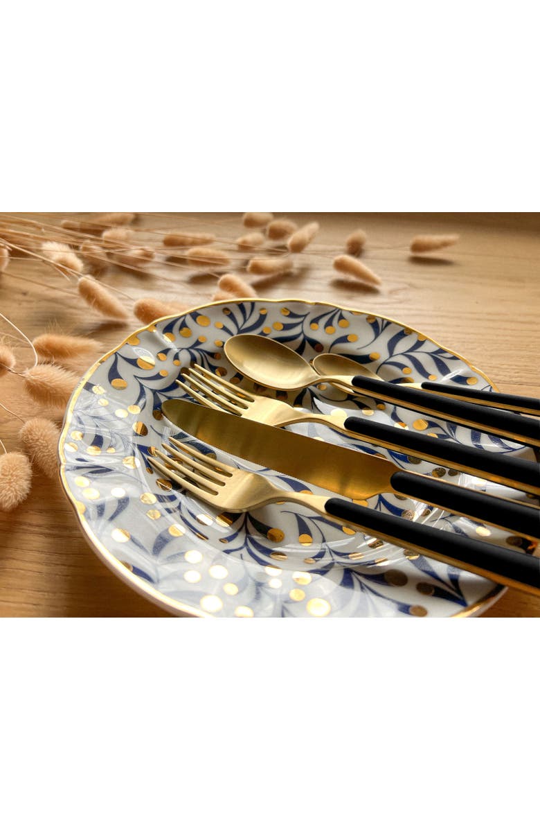 Mepra Fantasia Ice Gold Flatware Set - 5 Pieces, Alternate, color, Black
