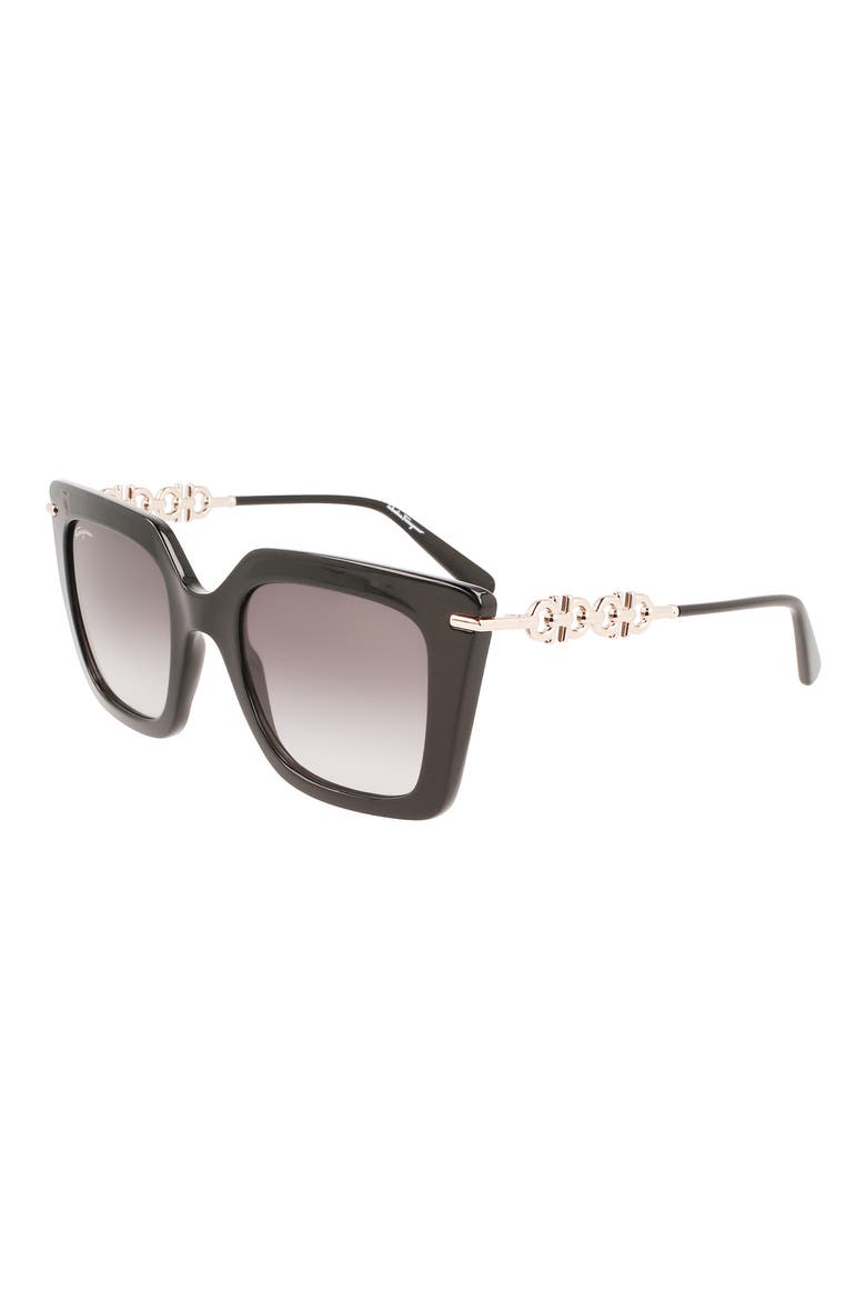 Gancini 51mm Rectangular Sunglasses, Alternate, color, BLACK