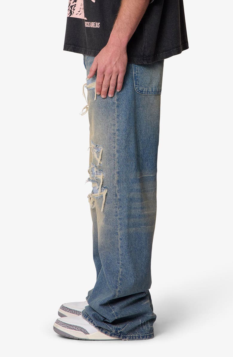 mnml Ultra Wide Distressed Jeans, Alternate, color, Blue