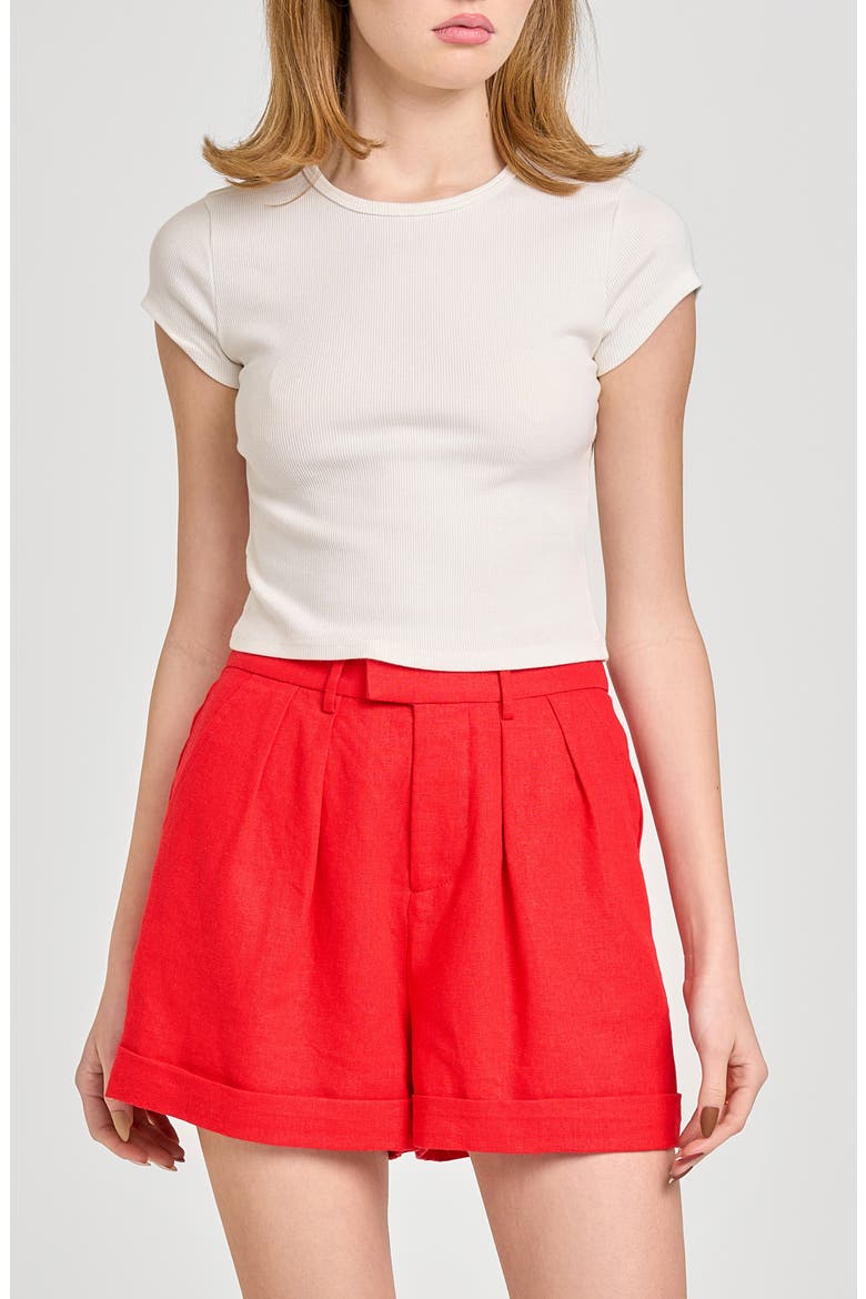 x Styled by COCO! Vera Linen Blend Shorts, Alternate, color, RED