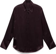 MANGO Selection Silk Satin Button-Up Shirt