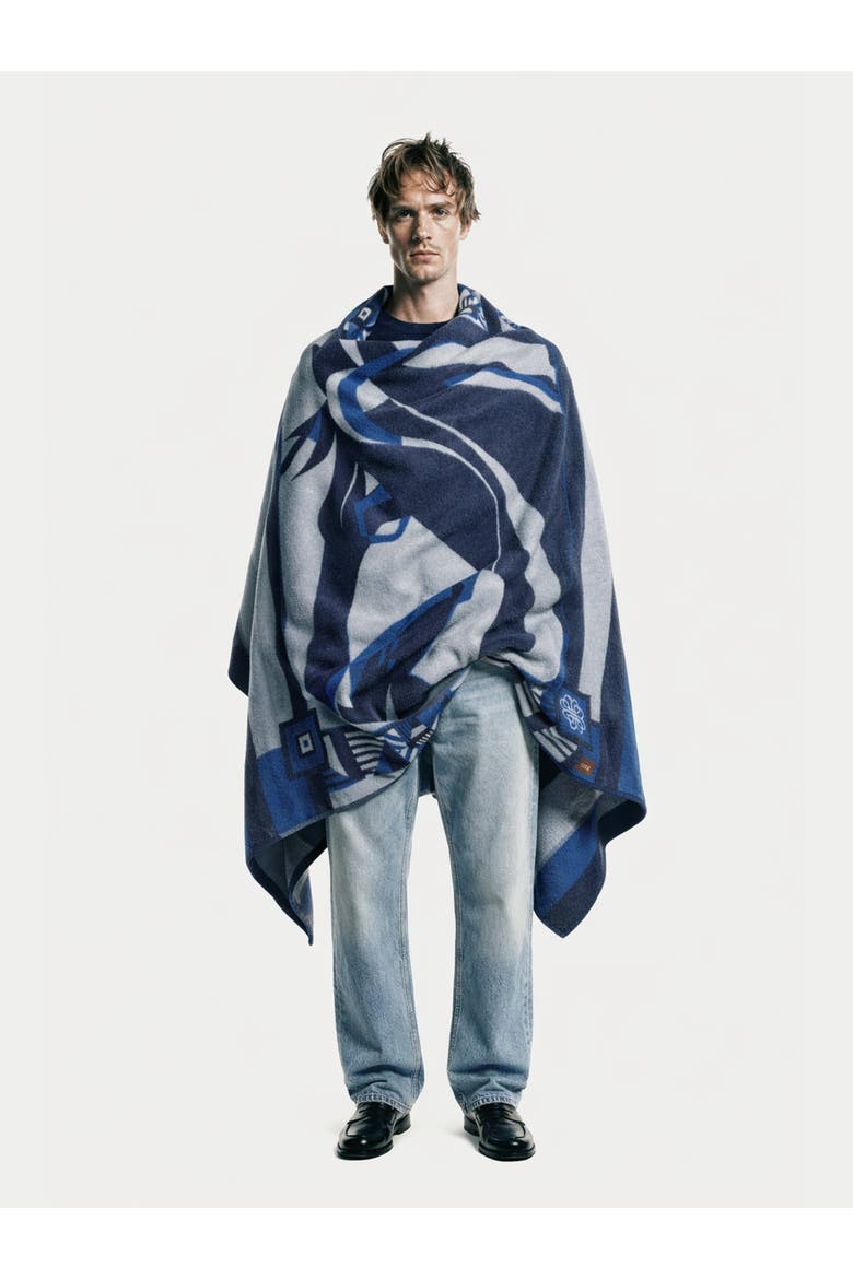 Cashmere Horse Jacquard Throw, Alternate, color, dress-blues