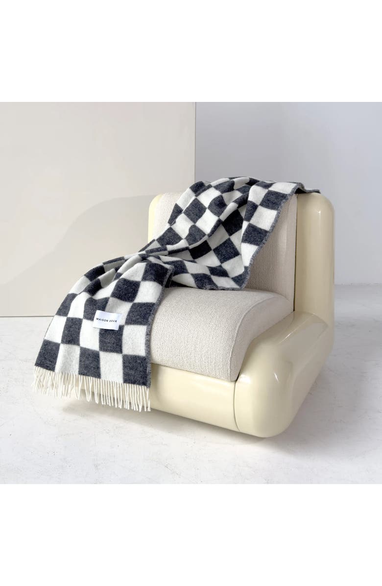 Maison Deux Checkerboard Blanket, Alternate, color, Black