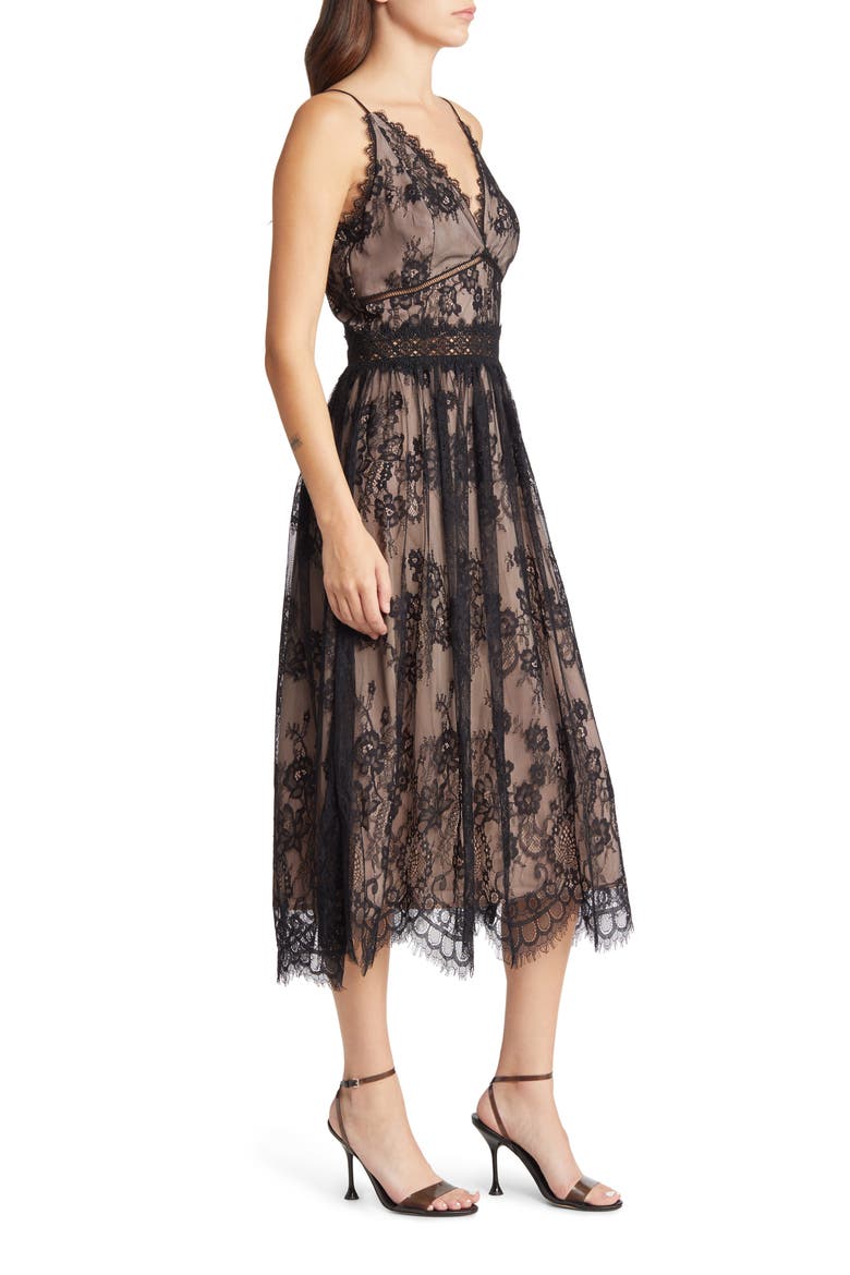 Lace Overlay Dress, Alternate, color, BLACK