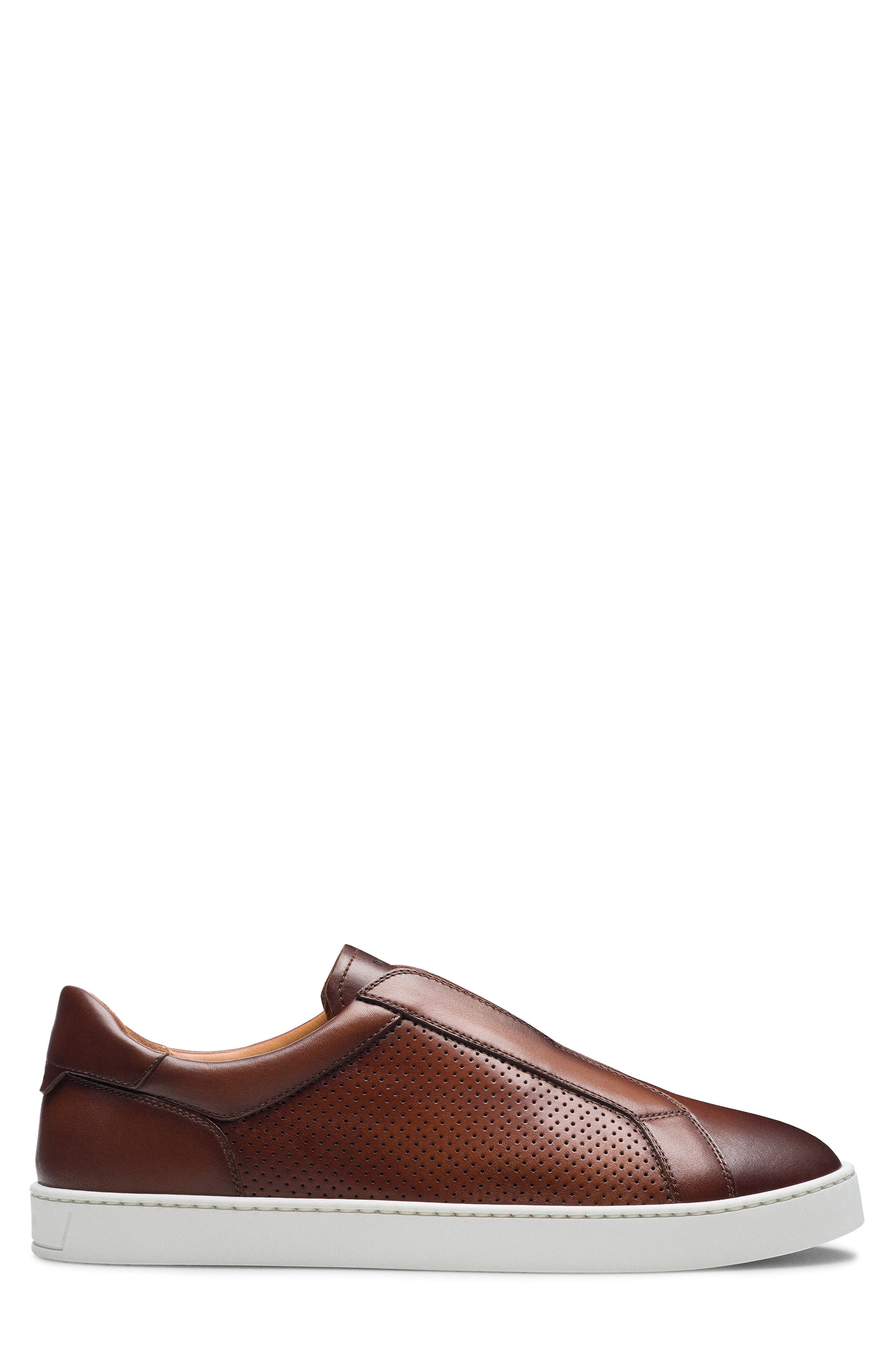 Magnanni Costa Perforated Slip-On Sneaker, Alternate, color, Cognac