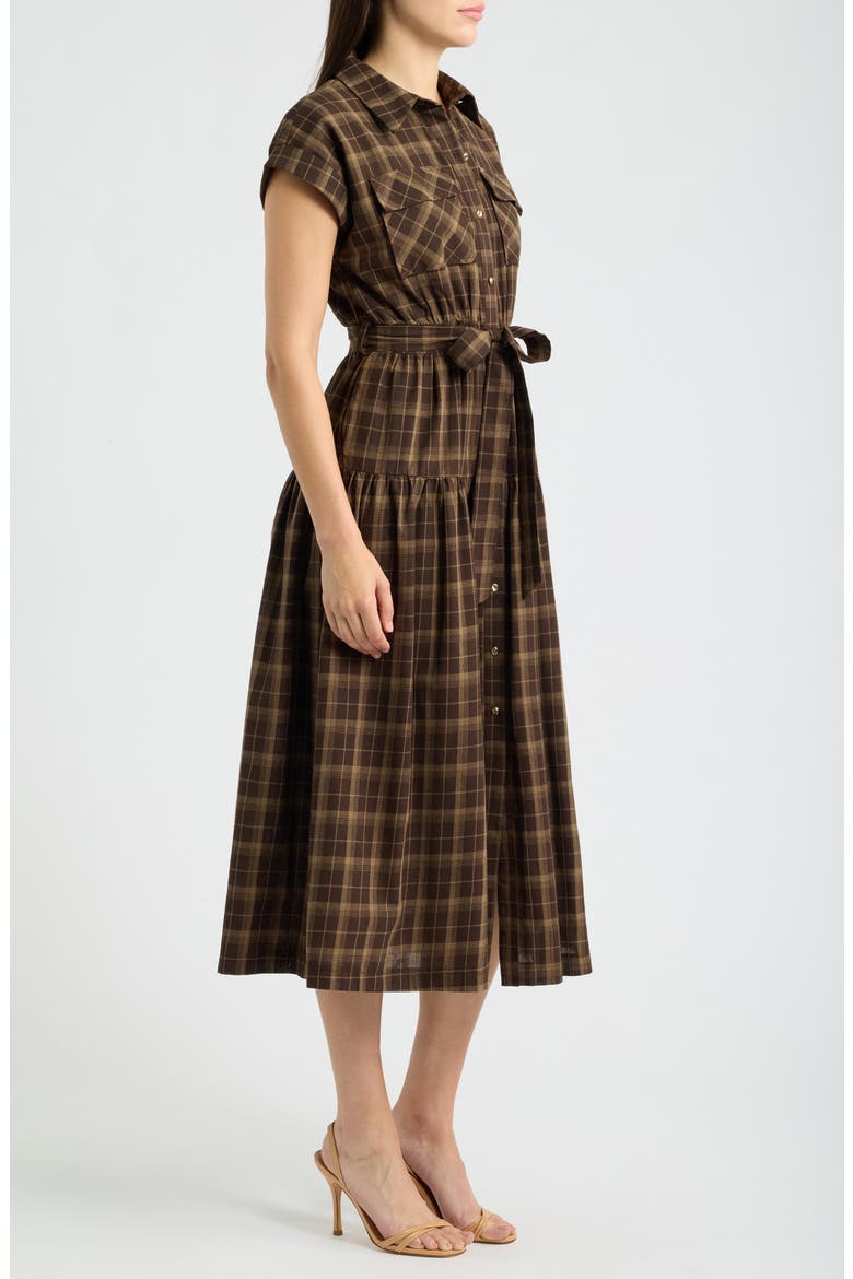 Plaid Maxi Shirtdress, Alternate, color, BROWN PLAID